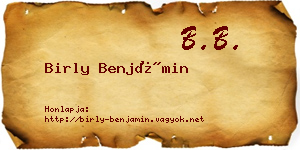 Birly Benjámin névjegykártya