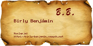 Birly Benjámin névjegykártya